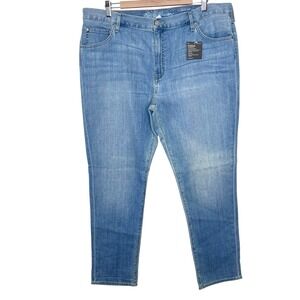 Eddie Bauer Slim Boyfriend Jeans Womens Size 18 Tapered Mid Rise Medium Wash